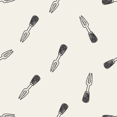 Barbekü çatalı doodle Dikişsiz desen arka plan