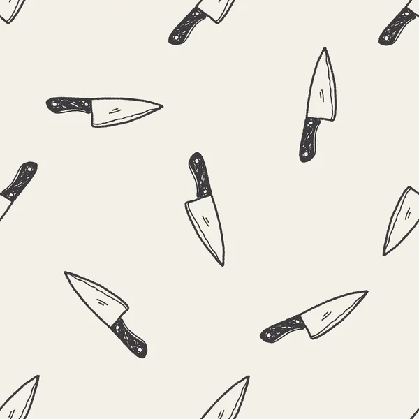 Cuchillo de cocina doodle sin costura patrón de fondo — Vector de stock