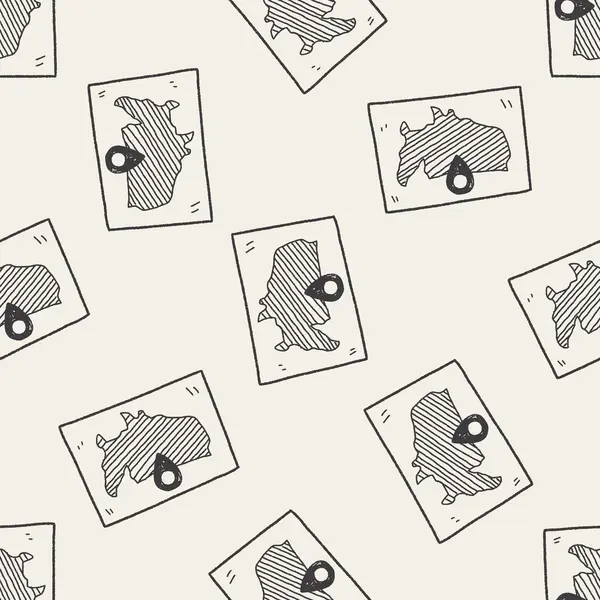 Carte emplacement doodle fond de motif sans couture — Image vectorielle