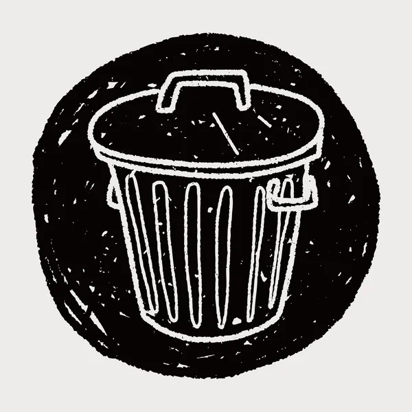 Bote de basura garabato — Vector de stock