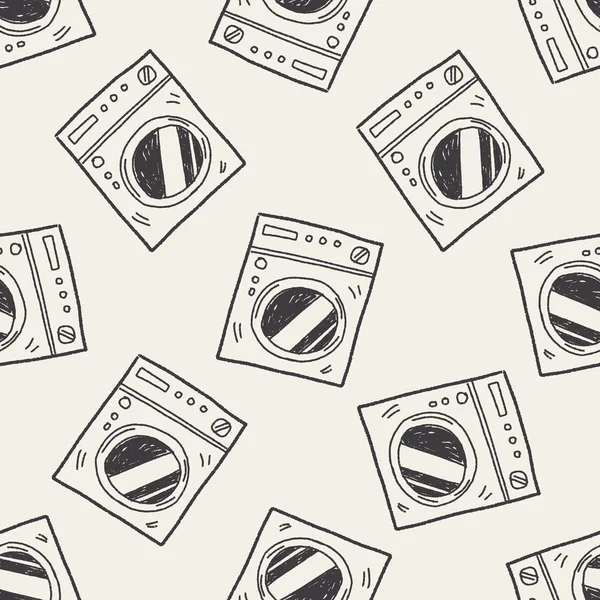 Çamaşır makinesi doodle Dikişsiz desen arka plan — Stok Vektör