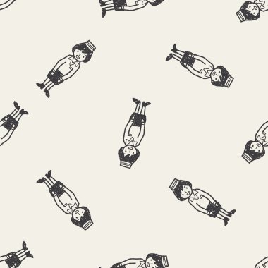 Uçuş görevlisi doodle Dikişsiz desen arka plan