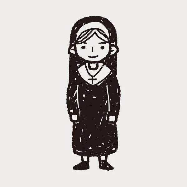 Rahibe doodle — Stok Vektör