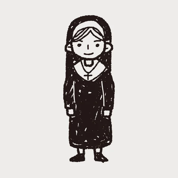 Freira doodle — Vetor de Stock