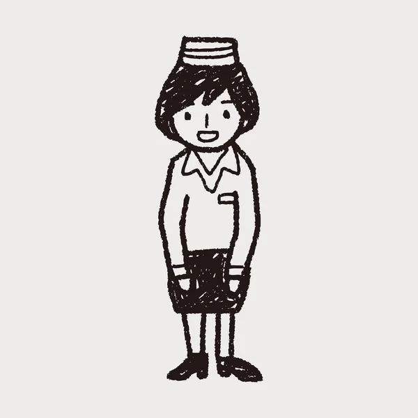 Stewardess-Doodle — Stockvektor