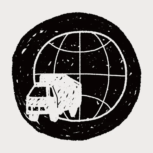 Trasporto camion doodle — Vettoriale Stock
