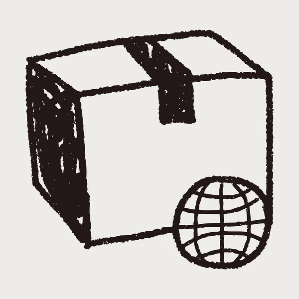 Shipping box doodle — Stock Vector