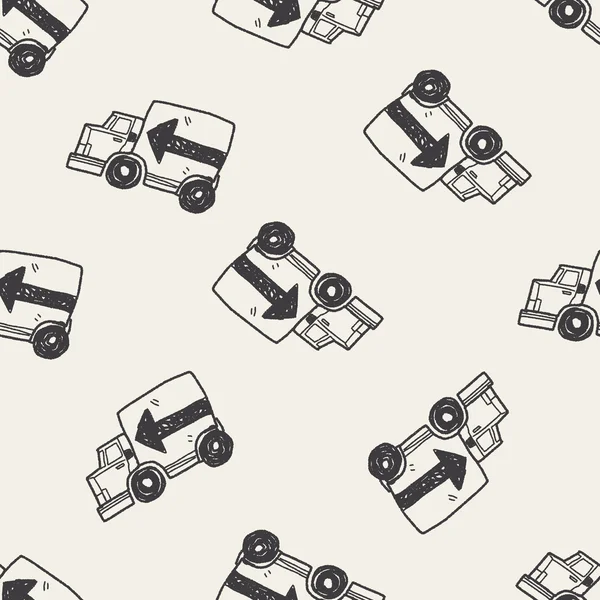 Truck doodle seamless pattern background — Stock Vector