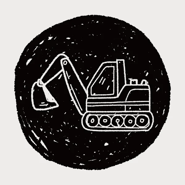 Excavator doodle — Stock Vector
