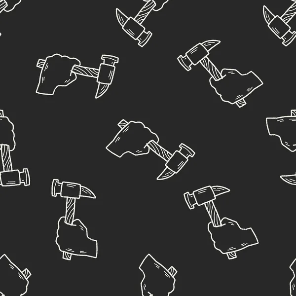 Martello doodle senza soluzione di continuità modello di sfondo — Vettoriale Stock