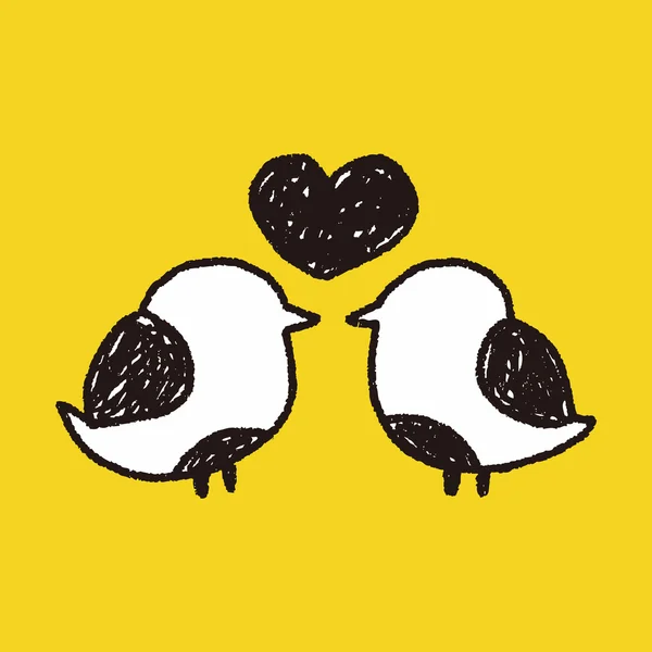 Fågel kärlek doodle — Stock vektor
