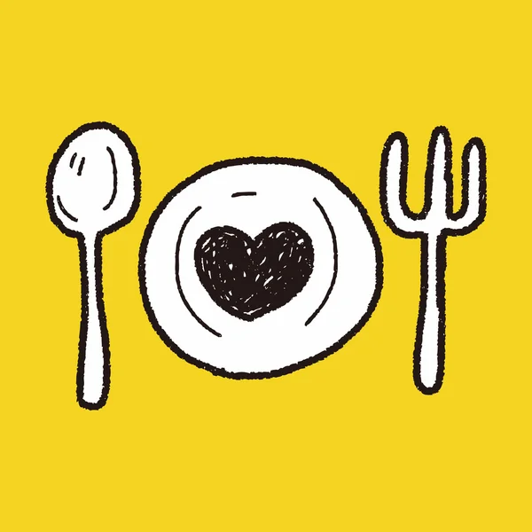 Amour dîner doodle — Image vectorielle