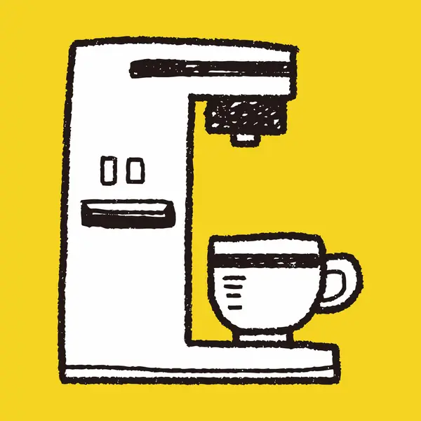 Kaffeemaschinen-Doodle — Stockvektor