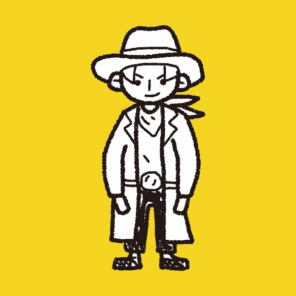 Cowboy doodle — Vetor de Stock