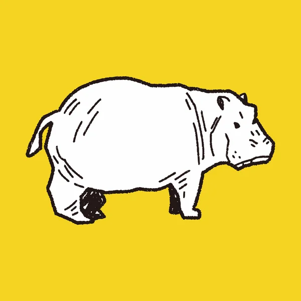 Garabato hipopótamo — Vector de stock