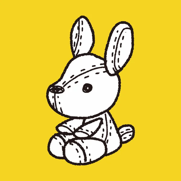 Rabbit doll doodle — Stock Vector
