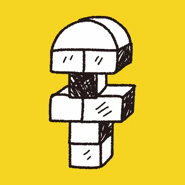 Blok oyuncak doodle — Stok Vektör