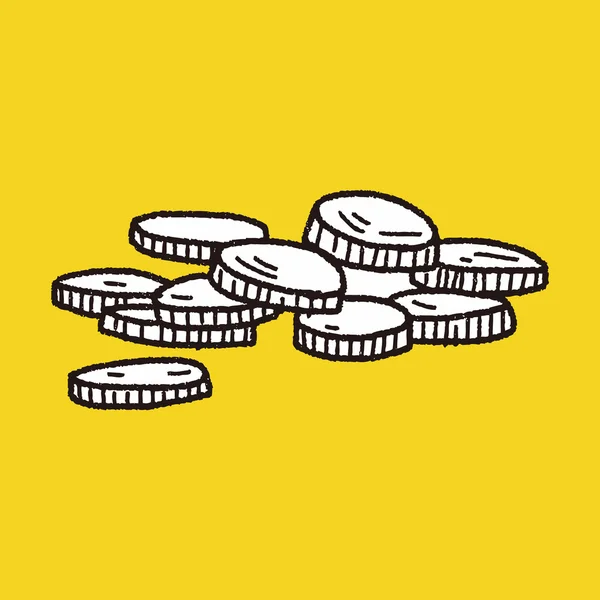Gouden munten doodle — Stockvector