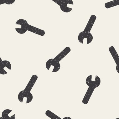 İngiliz anahtarı doodle Dikişsiz desen arka plan