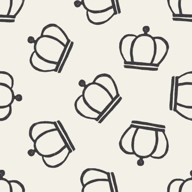 Doodle kral taç Dikişsiz desen arka plan