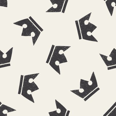 Doodle kral taç Dikişsiz desen arka plan