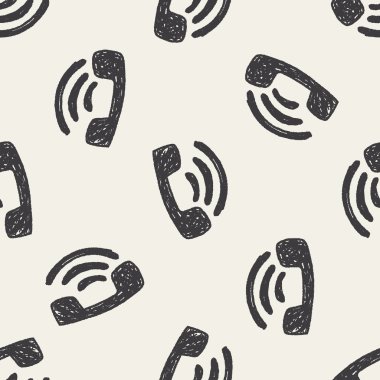 Doodle telefonu Dikişsiz desen arka plan
