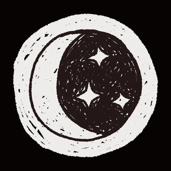 Ay yıldız doodle — Stok Vektör