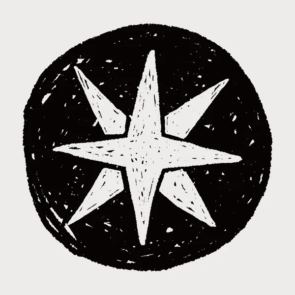 Boussole étoile doodle — Image vectorielle