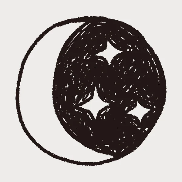Doodle stella della luna — Vettoriale Stock