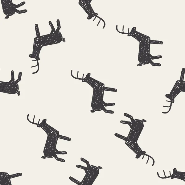 鹿落書きのシームレスなパターン背景 — ストックベクタ