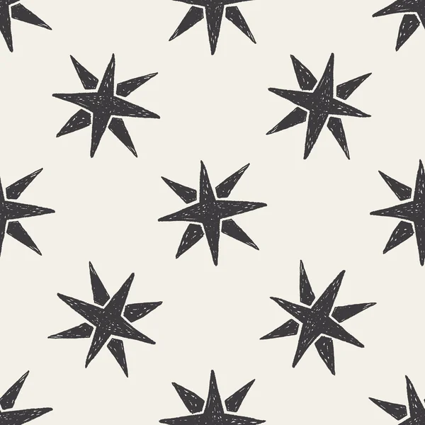 Compass star doodle seamless pattern background — Stock Vector