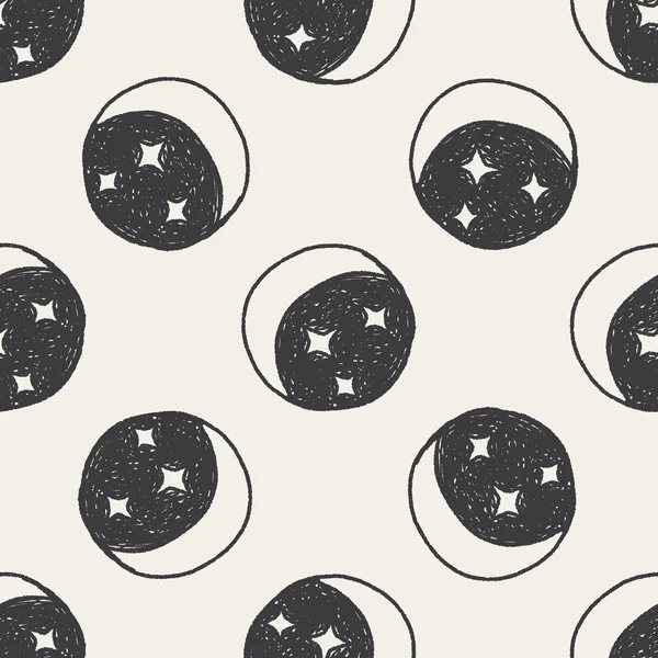 Mond Stern Doodle nahtlose Muster Hintergrund — Stockvektor