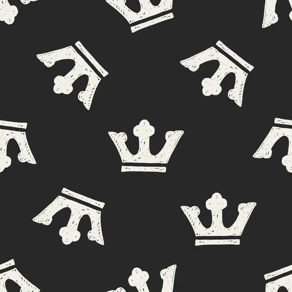 Doodle king crown seamless pattern background — Stock Vector