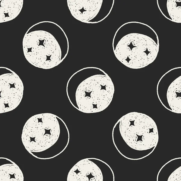 Lua estrela doodle sem costura fundo padrão — Vetor de Stock