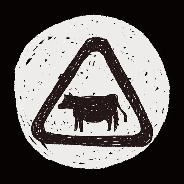 Signe de vache doodle — Image vectorielle