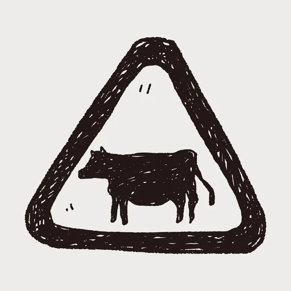 Signe de vache doodle — Image vectorielle