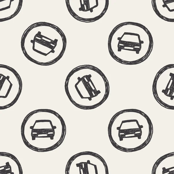 Seulement voiture conduire signe doodle fond de modèle sans couture — Image vectorielle