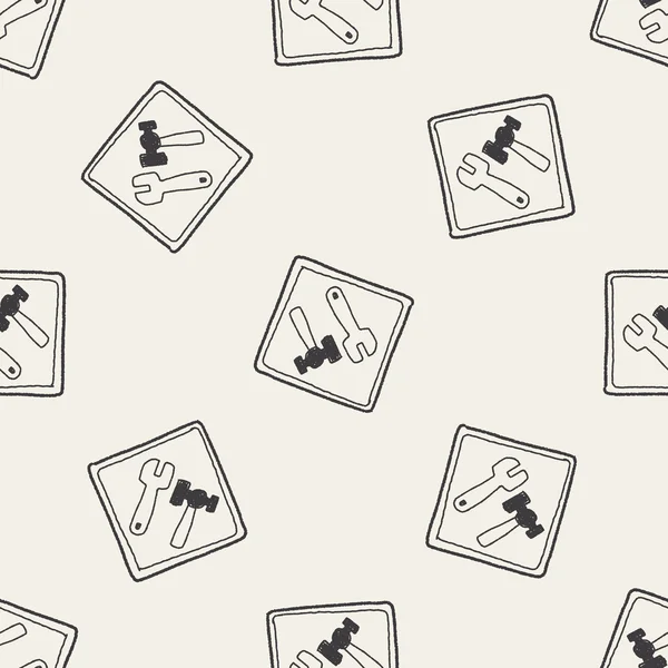 Eszköz erősít jel doodle varrat nélküli mintát háttér — Stock Vector