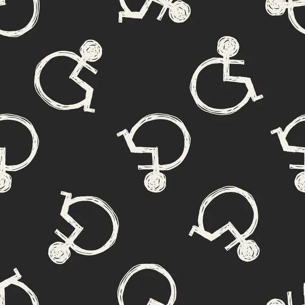 Wheelchair sign doodle seamless pattern background — Stock Vector