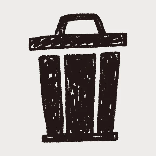 Bote de basura garabato — Vector de stock