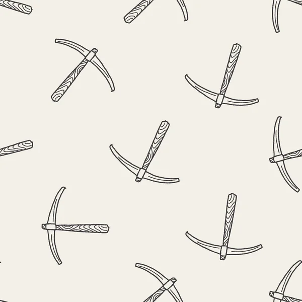 Pickaxe doodle sin costura patrón de fondo — Vector de stock