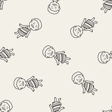 Afrika'da bir halk Dikişsiz desen arka plan doodle