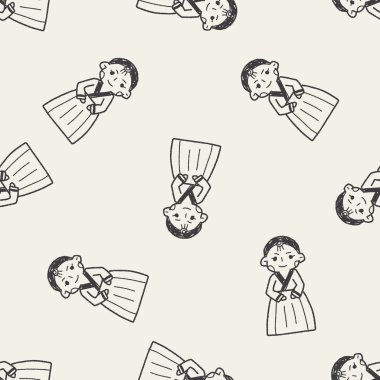 Kore kadın doodle Dikişsiz desen arka plan