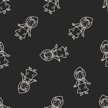 Hollandalı kadın doodle Dikişsiz desen arka plan