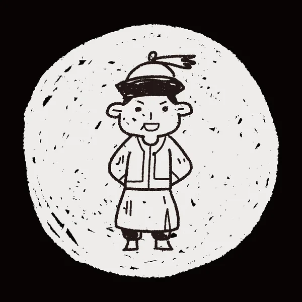 Çinli adamın doodle — Stok Vektör