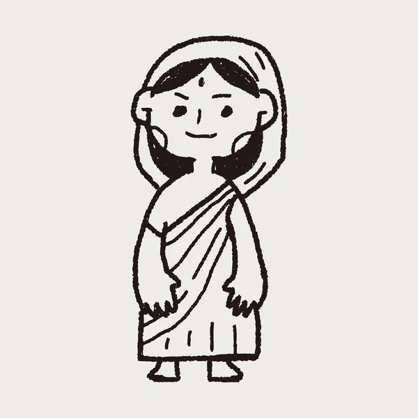 インドの女性の落書き — ストックベクタ