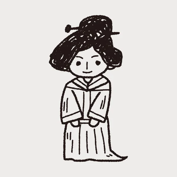 Femme chinoise doodle — Image vectorielle