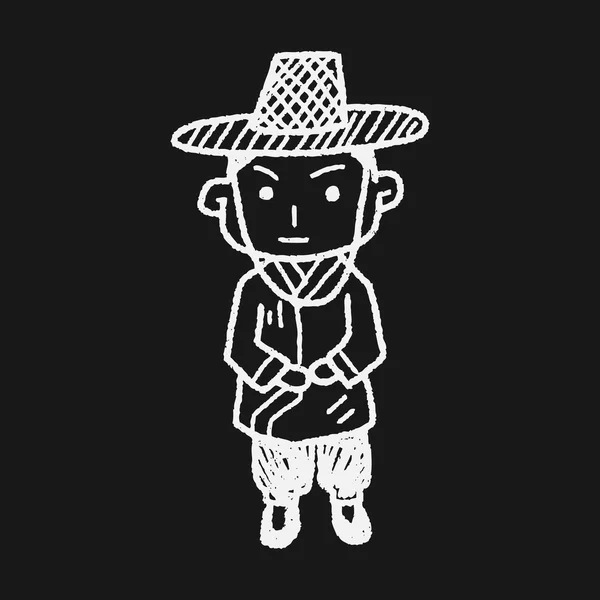 Coreia homem doodle — Vetor de Stock