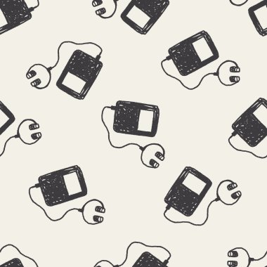 müzik çalar doodle çizim Dikişsiz desen arka plan