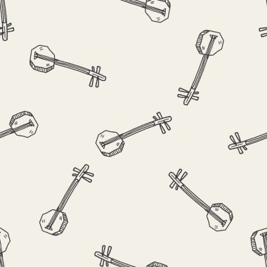 Banjo doodle seamless pattern background clipart